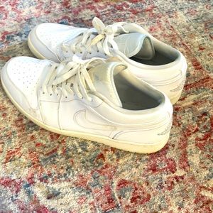 Men’s white, low top, air Jordan, size 12